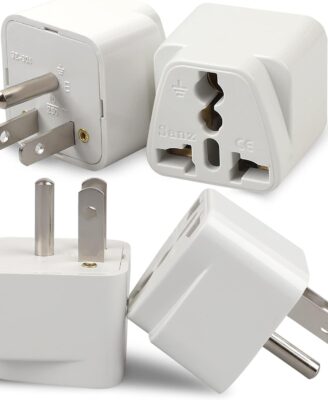 4 Pack Universal Adapter, Europe to US Plug Travel Adapters (White)